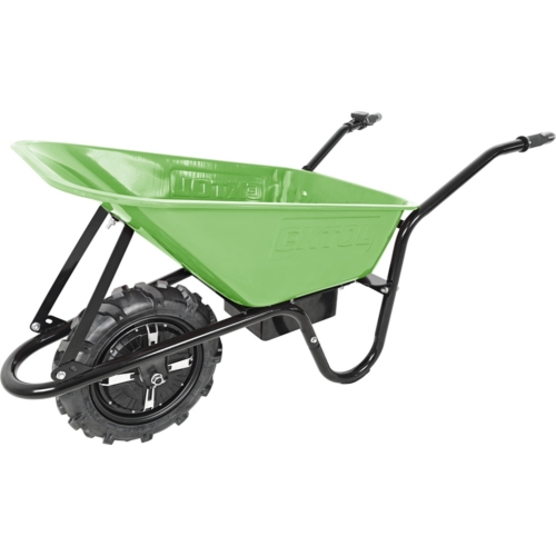 Extol akkus talicska, 24V, szénkefementes, ólom akku 12 Ah, töltő, 150 kg, direktmeghajtású