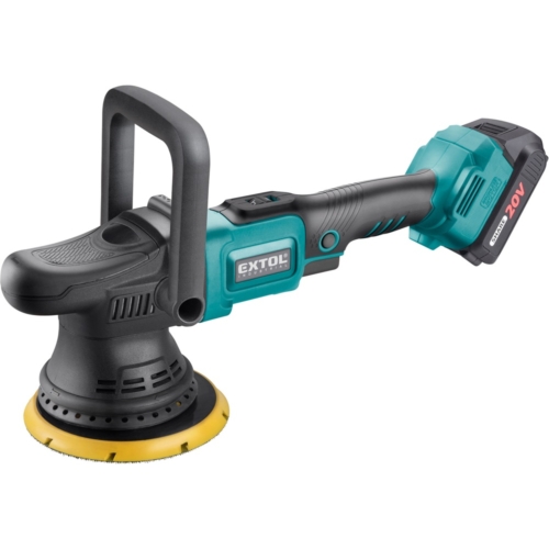 Extol akkus excenteres polírozógép, Share20V, 20V, Li-ion, szénkefe nélküli motor, 1db akku, 1db töltő, 2000 mAh, 150 mm