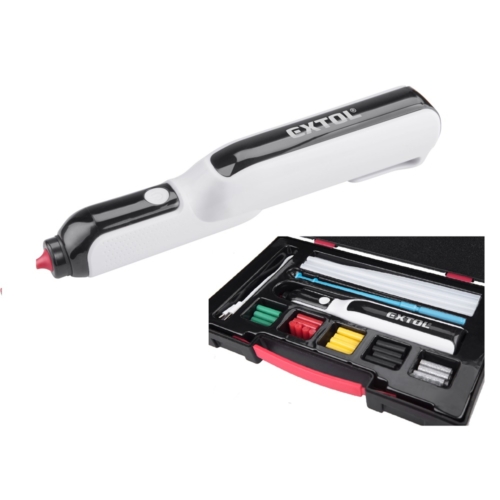Extol akkus melegragasztó toll, 4V, 2000 mAh Li-ion akku, stift átm: 7,2 mm