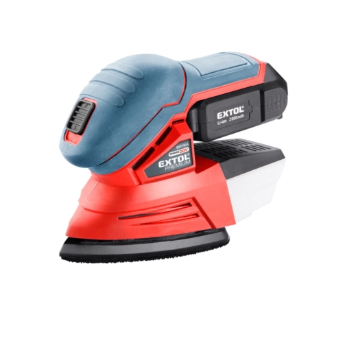 Extol akkus delta csiszoló, Share20V, 20V, Li-ion, 1db akku, 1db töltő, 2000 mAh, 123×95 mm, ford.: 11.000 f/perc