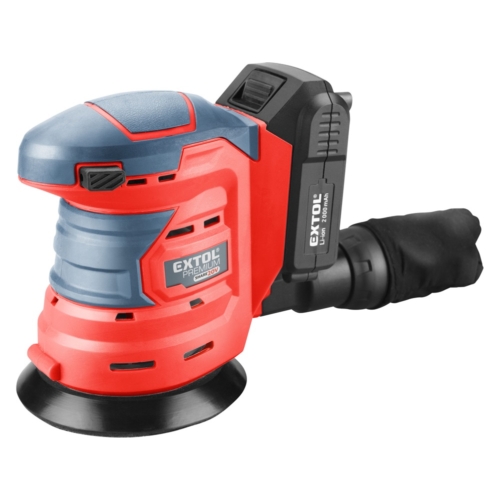Extol akkus rotációs (excentrikus) csiszoló, Share20V, 20V, Li-ion, 1db akku, 1db töltő, 2000 mAh, 125 mm,ford.: 10.000 f/perc