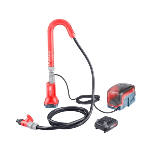 Extol akkus esővíz (hordóürítő) szivattyú, kivezetőcsővel, Share20V, 80W, szállító telj: 1,9 m3/h, Li-ion, 1db akku+töltő