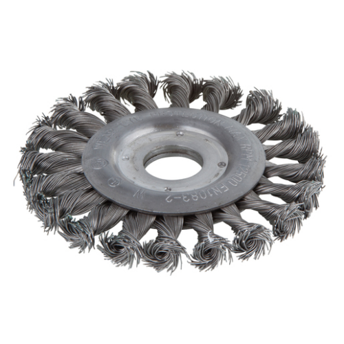 Drótkorong kefe acélszálas, fonott, Ø115mm 22.2mm furat, sarokcsiszolóhoz
