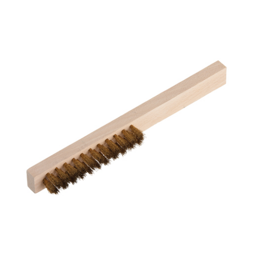 Kézi finom drótkefe, rézszálas, négysoros, 220mm