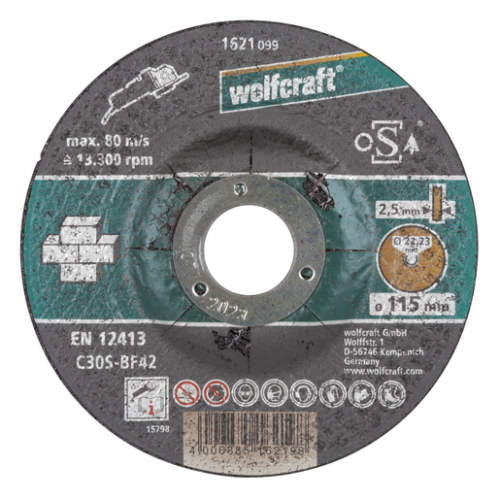 5db vágókorong kőhöz, d=2.5mm Ø125x22.2mm, hajlított, sarokcsiszolóhoz
