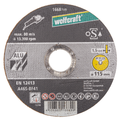 Finomvágó korong színesfémhez és alumíniumhoz, d=1.5mm Ø125x22.2mm, egyenes, sarokcsiszolóhoz