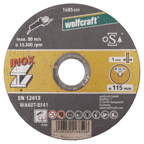 3db finomvágó korong inox, d=1mm Ø125x22.2mm, egyenes, sarokcsiszolóhoz