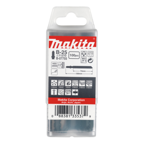Makita 100db HSS B-25 szúrófűrészlap KEMÉNYFA/FURNÉR, általános, TPI:9, L:105mm