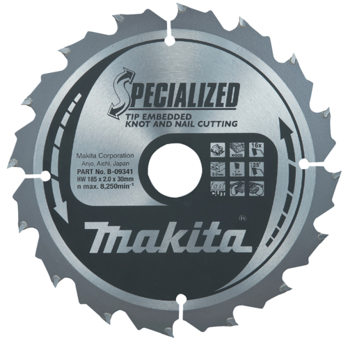 Makita körfűrészlap SZÖG, CSOMÓSFA T.C.T, 185x30mm Z16