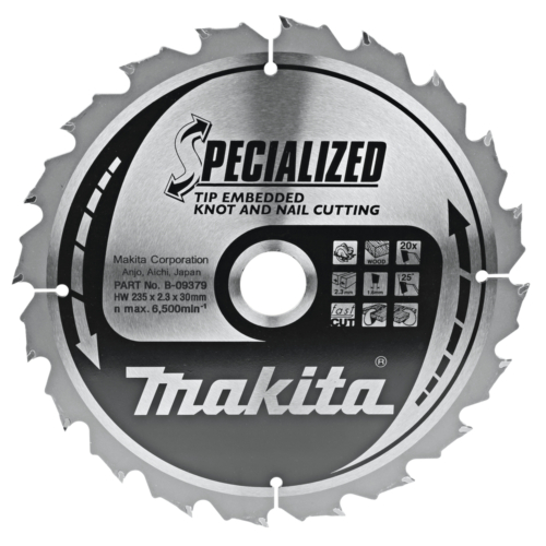 Makita körfűrészlap SZÖG, CSOMÓSFA T.C.T, 235x30mm Z20