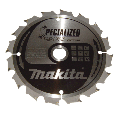 Makita körfűrészlap SZÖG, CSOMÓSFA 165x20 mm Z16