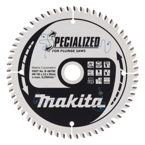 Makita körfűrészlap merülő 165x20 mm Z60 MDF(TCG)