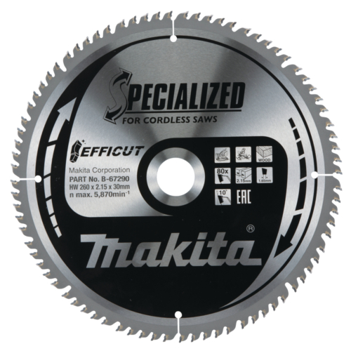 Makita EFFICUT körfűrészlap akkus 260x30 mm Z80 FA