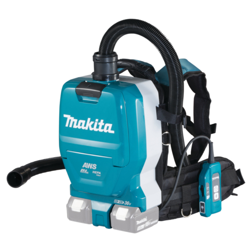 Makita 2x18V LXT ® Li-ion BL AWS 11kPa 85W HEPA háti porszívó Z + adapter (akku és töltő nélkül)