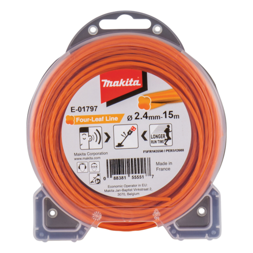 Makita négylevelű damil, narancs, 2.4mm 15m