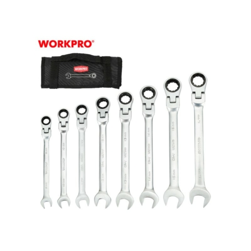 Workpro Csillag-villás kulcs készlet racsnis, csuklós Cr-V 8 db
