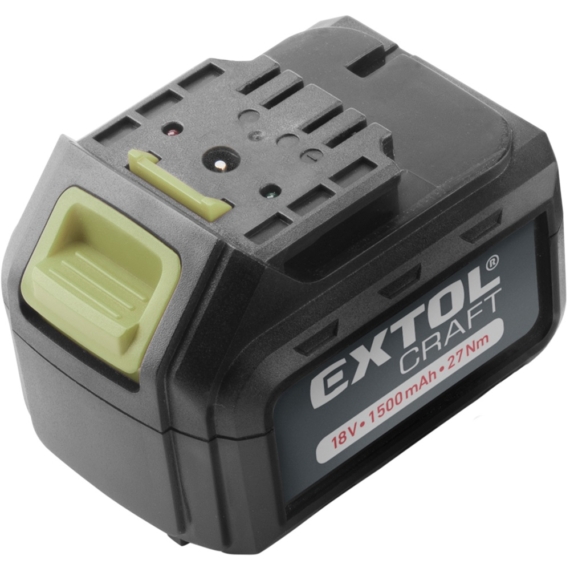 Extol tartalék akku RÉGEBBI TÍPUSÚ 402440 Li-ion töltőhöz, 2 SARU+1 TÜSKE; 18V, 1500mAh, töltési idő:1 óra