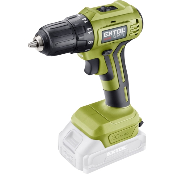 Extol akkus fúrócsavarozó, Extol Craft, 20V, kefementes motor, kofferban; AKKU és TÖLTŐ NÉLKÜL