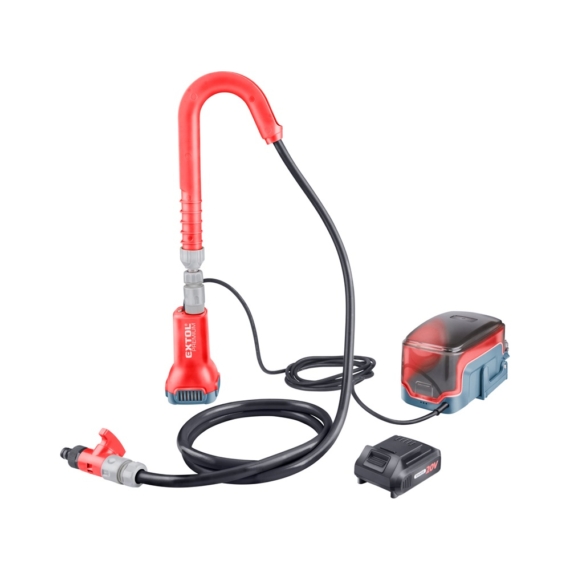 Extol akkus esővíz (hordóürítő) szivattyú, kivezetőcsővel, Share20V, 80W, szállító telj: 1,9 m3/h, Li-ion, 1db akku+töltő