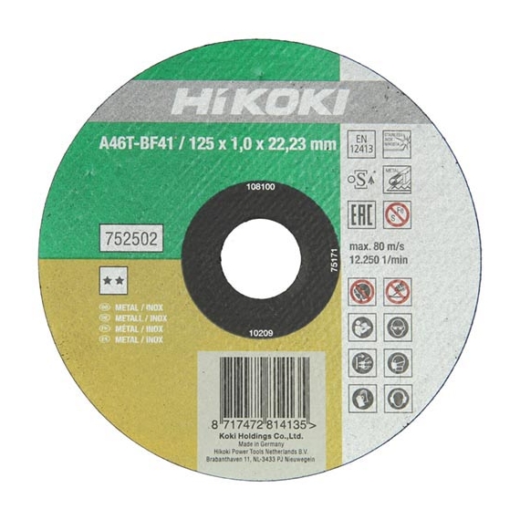HIKOKI vágótárcsa inox 125x1,0 /MOQ:25db