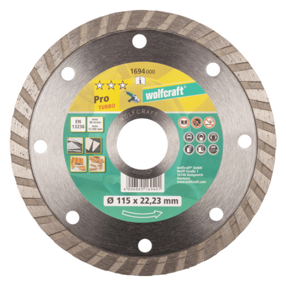 Gyémánt vágótárcsa Classic-Turbo, folyamatos él, Ø115x22.2mm, sarokcsiszolóhoz