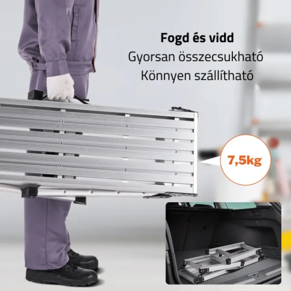 Lábanként állítható magasságú, összecsukható munkaállvány