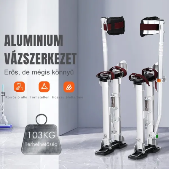 Ezüst álllítható aluminíum festő, gipszkartonozó gólyaláb 45-76cm