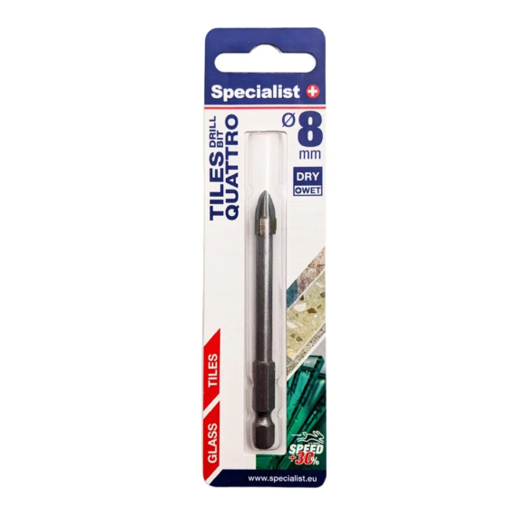 SPECIALIST+ 4 élű üvegfúró, 8 mm
