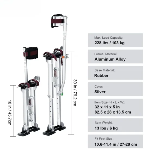 Ezüst álllítható aluminíum festő, gipszkartonozó gólyaláb 45-76cm