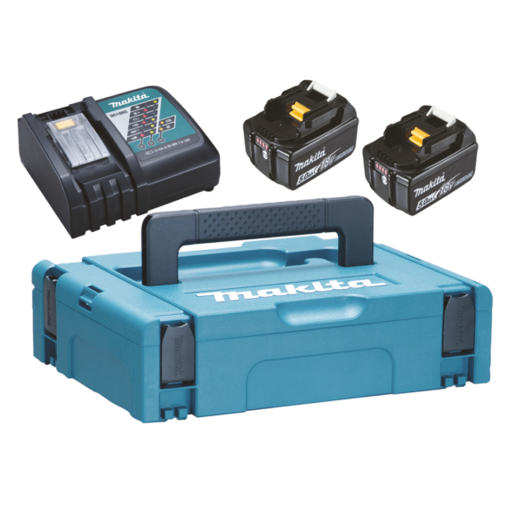 Makita 18V LXT ® Li-ion 2x5,0 Ah akku + DC18RC töltő készlet + MAKPAC