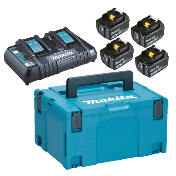 Makita 18V LXT ® Li-ion 4x5,0 Ah akku + DC18RD duplatöltő készlet + MAKPAC