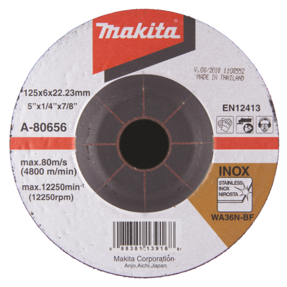 Makita csiszolótárcsa INOX 125x6mm WA36N