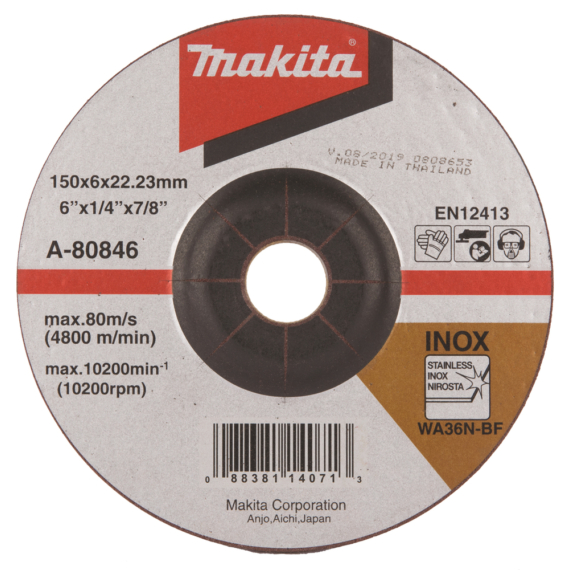 Makita csiszolótárcsa INOX 150x6 mm, WA36N