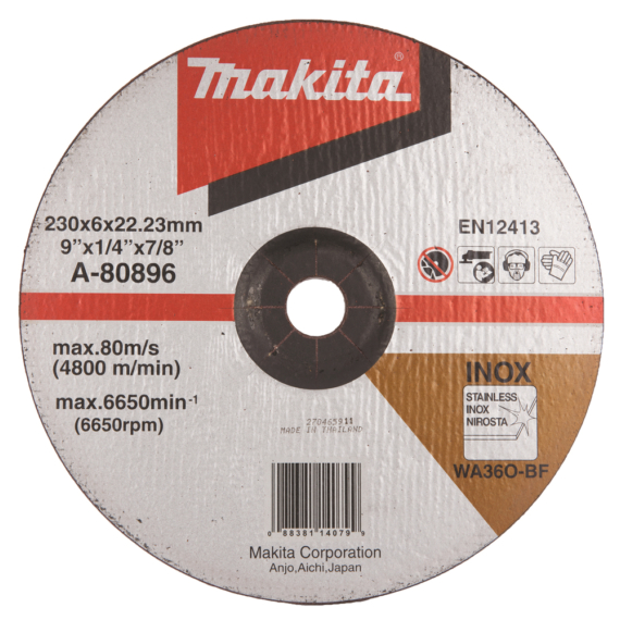 Makita csiszolótárcsa INOX 230x6mm WA36N