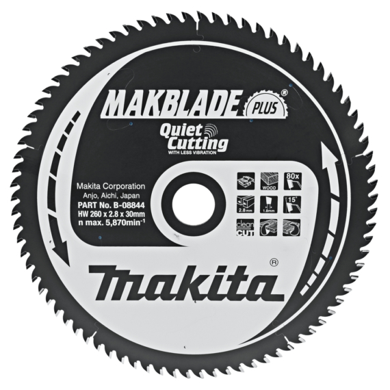 Makita körfűrészlap Makblade plus T.C.T, 260x30mm Z80