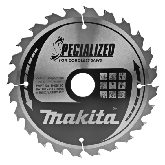 Makita körfűrészlap akkus T.C.T, 190x30mm Z24