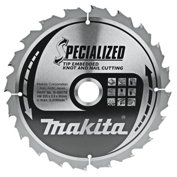 Makita körfűrészlap SZÖG, CSOMÓSFA T.C.T, 235x30mm Z20