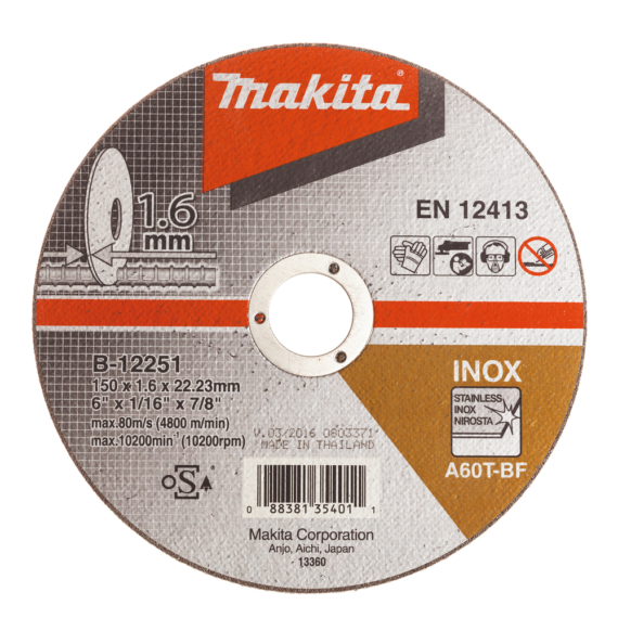 Makita vágókorong INOX 150x1,6mmx22.23 mm, A60T, RST/Metal