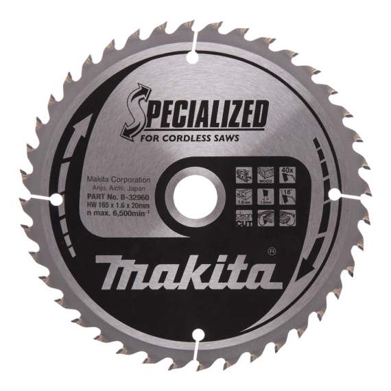 Makita körfűrészlap Specialized FA 165 x 20 mm, 40 T
