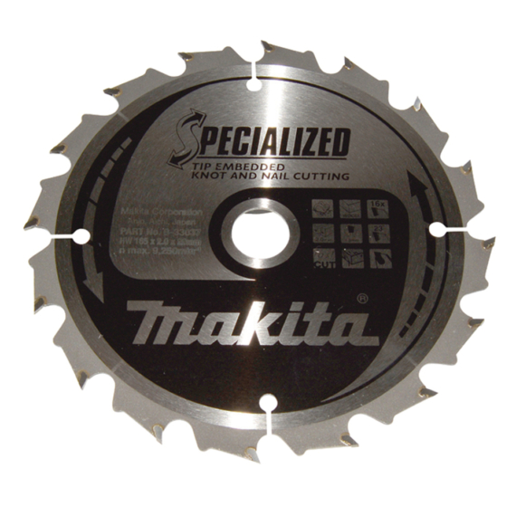 Makita körfűrészlap SZÖG, CSOMÓSFA 165x20 mm Z16