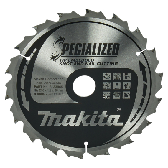 Makita körfűrészlap SZÖG, CSOMÓSFA 210x30 mm Z18