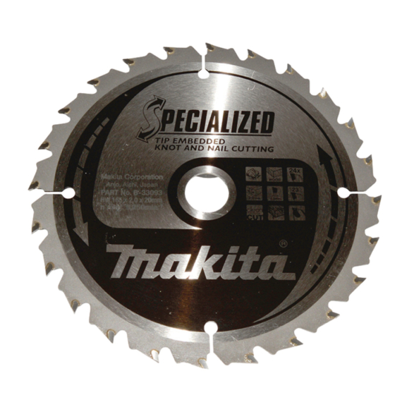 Makita körfűrészlap SZÖG, CSOMÓSFA 165x20 mm Z24