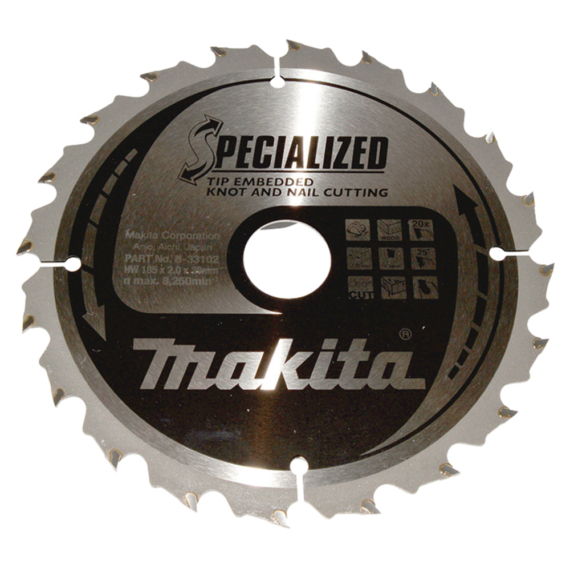 Makita körfűrészlap SZÖG, CSOMÓSFA 185x30 mm Z20