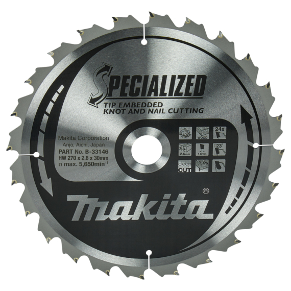 Makita körfűrészlap SZÖG, CSOMÓSFA 270x30 mm Z24