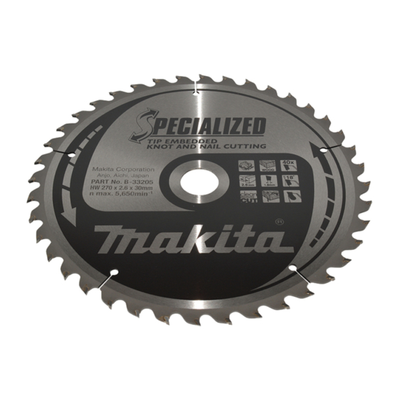 Makita körfűrészlap SZÖG, CSOMÓSFA 270x30 mm Z40
