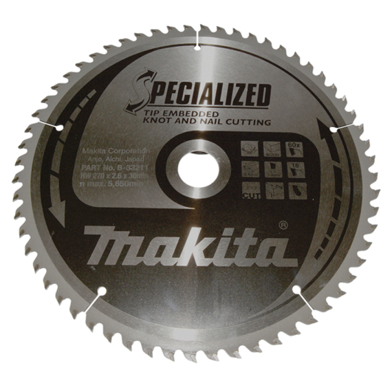Makita körfűrészlap SZÖG, CSOMÓSFA 270x30 mm Z60