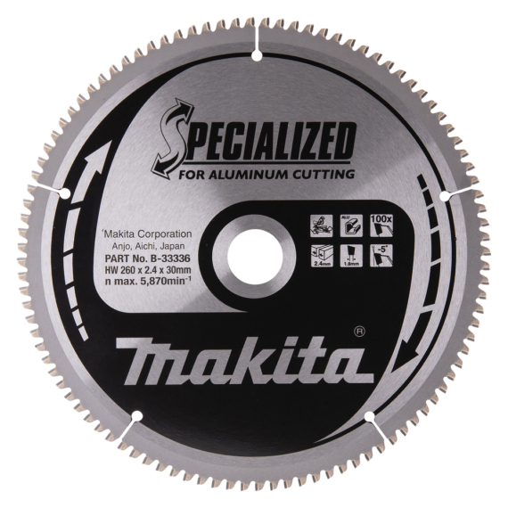 Makita körfűrészlap 260x30 mm Z100 ALU