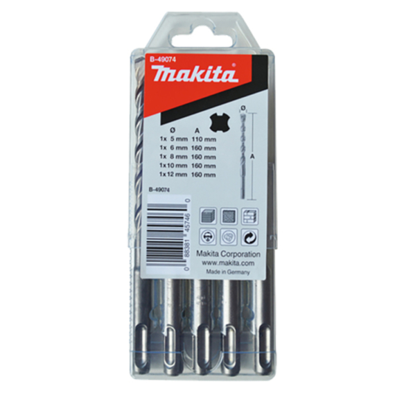 Makita SDS-PLUS V-PLUS fúrókészlet 5x110/50 mm, 6,8,10,12x160/100 mm