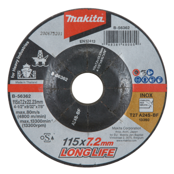 Makita csiszolótárcsa INOX 115x7,2mm A24S LONG LIFE
