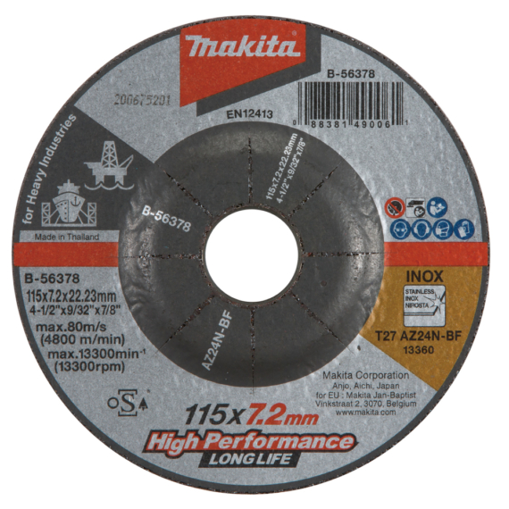 Makita csiszolótárcsa INOX 115x7,2mm AZ24N LONG LIFE